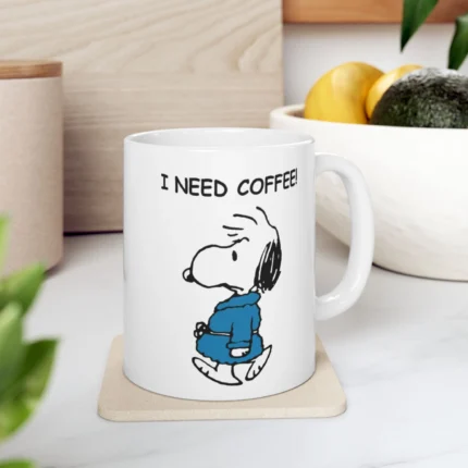 Snoopy I Need Coffee Mug