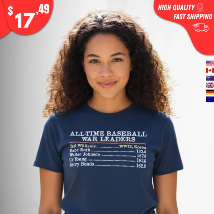 All Time Baseball WAR Leaders t-Shirt