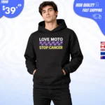 Love Moto Stop Cancer Hoodie